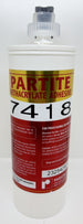 Partite methacrylate adhesive container with label on a white background