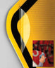 Yellow and black safety sign with a inset image of a hand cleaning a surface.