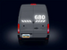 Back view of a van with '680' displayed on the rear window against a dark background