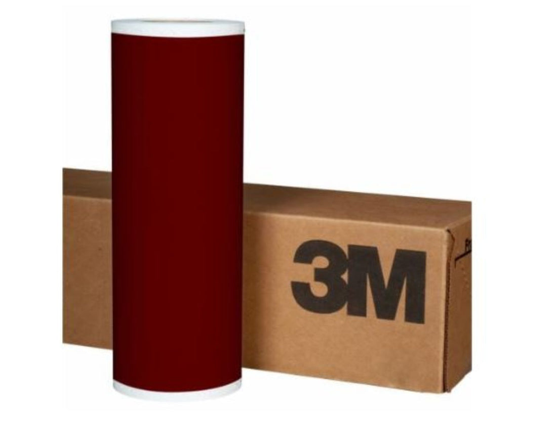 Brown vinyl wrap roll with 3M branding on a cardboard box