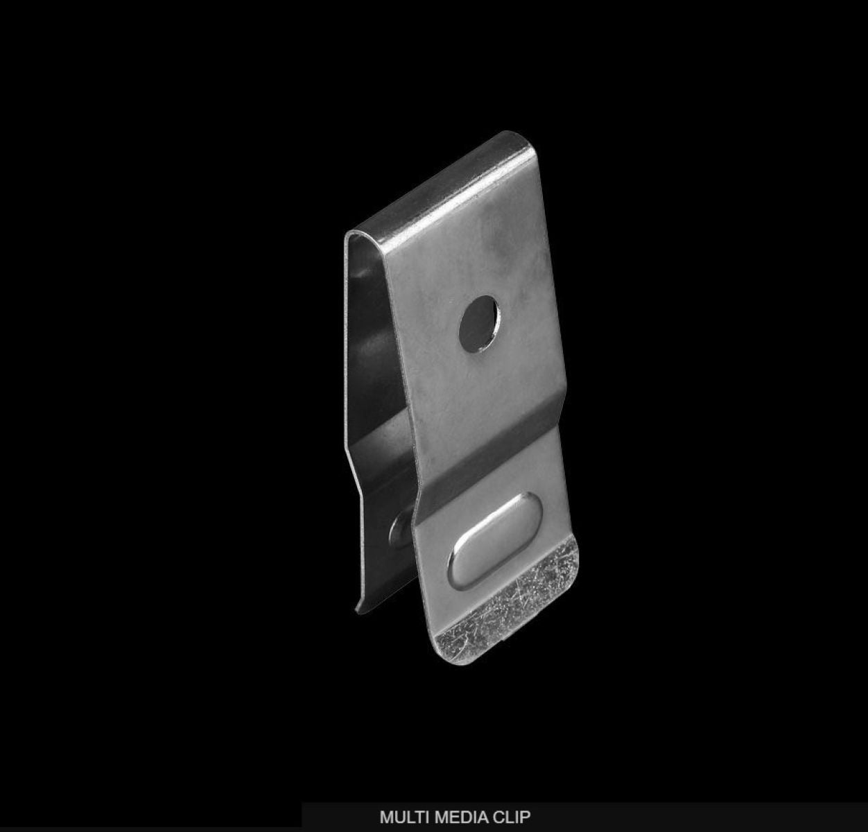 Metallic clip on a black background