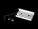 Metal bracket with screws on a black background