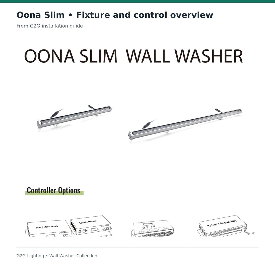 G2G Oona Slim 18W LED wall washer — manufacturer technical reference or illustrative architectural application