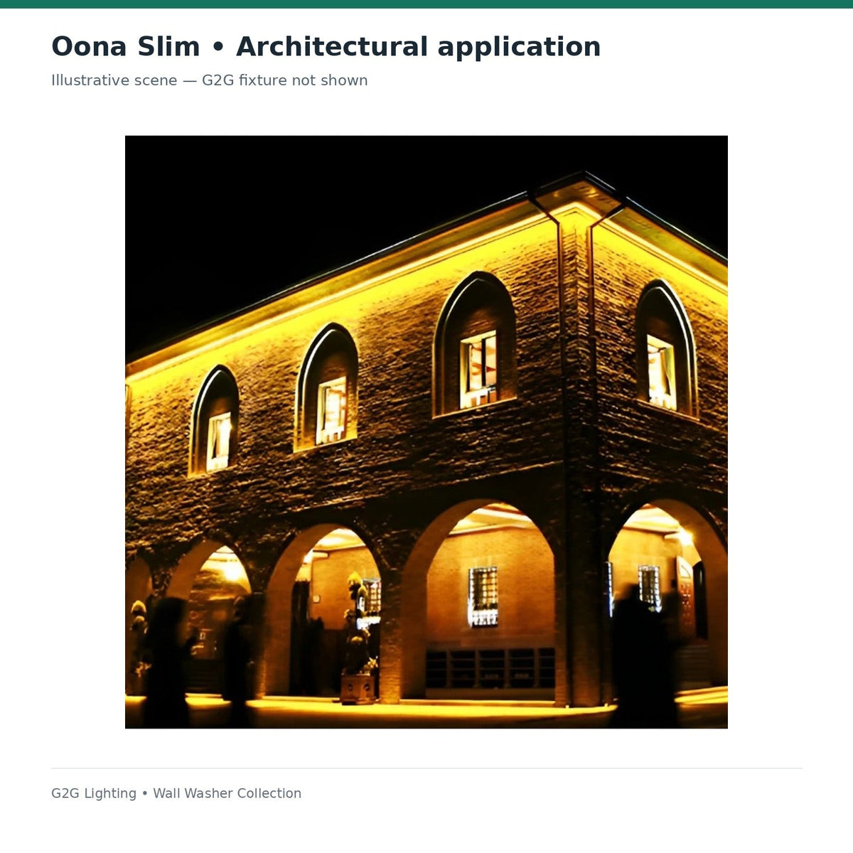 G2G Oona Slim 18W LED wall washer — manufacturer technical reference or illustrative architectural application