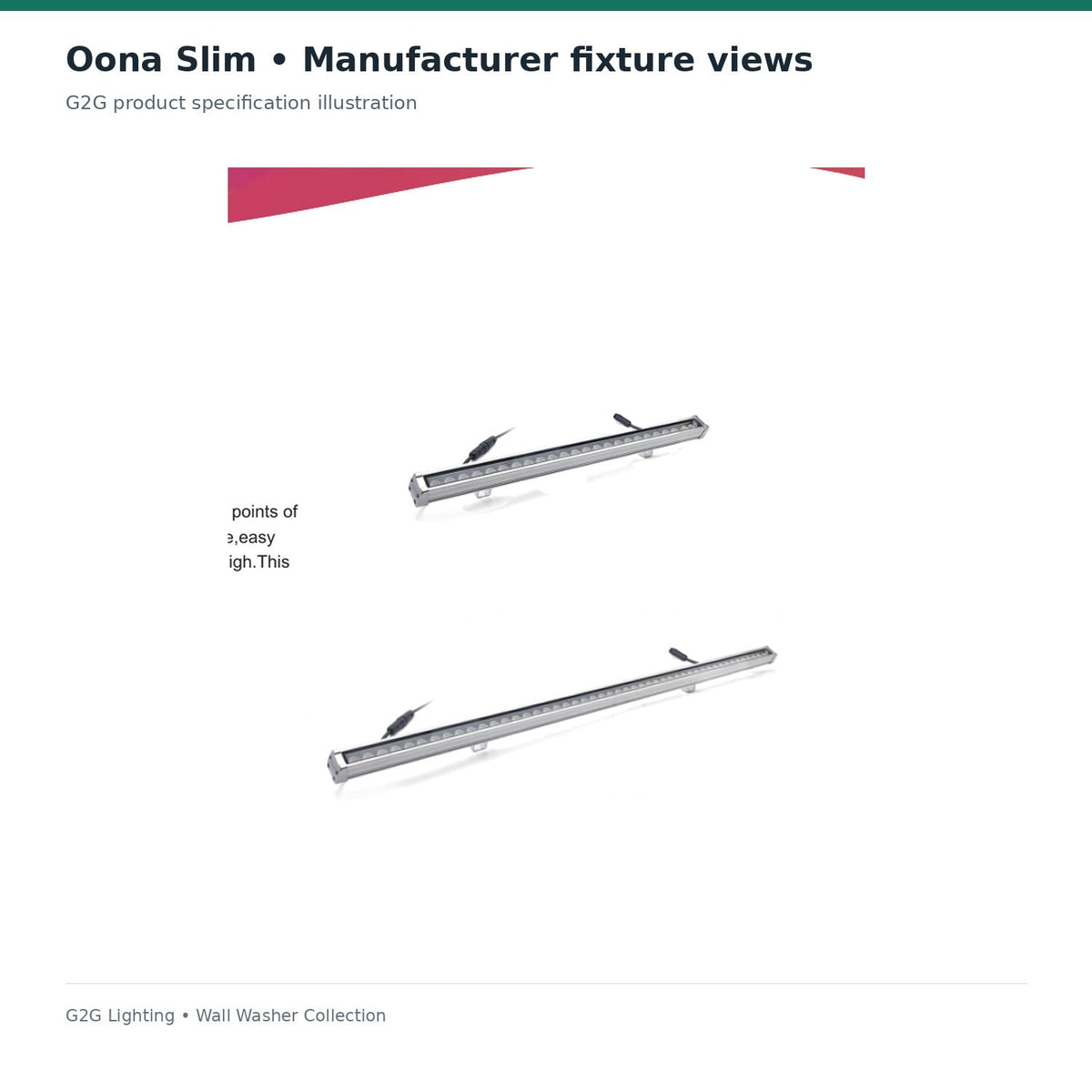 G2G Oona Slim 36W LED wall washer — manufacturer technical reference or illustrative architectural application