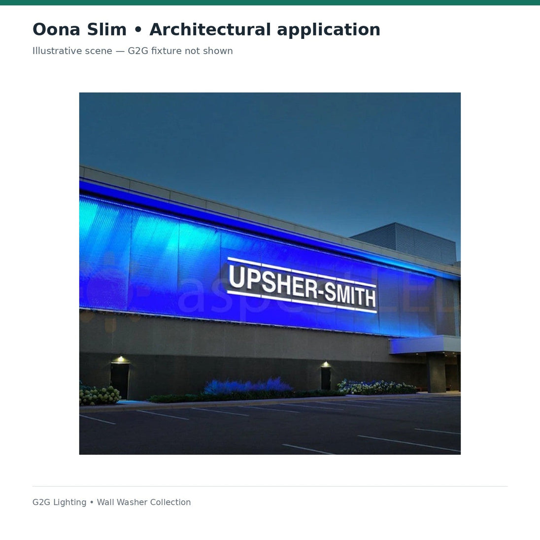 G2G Oona Slim 36W LED wall washer — manufacturer technical reference or illustrative architectural application