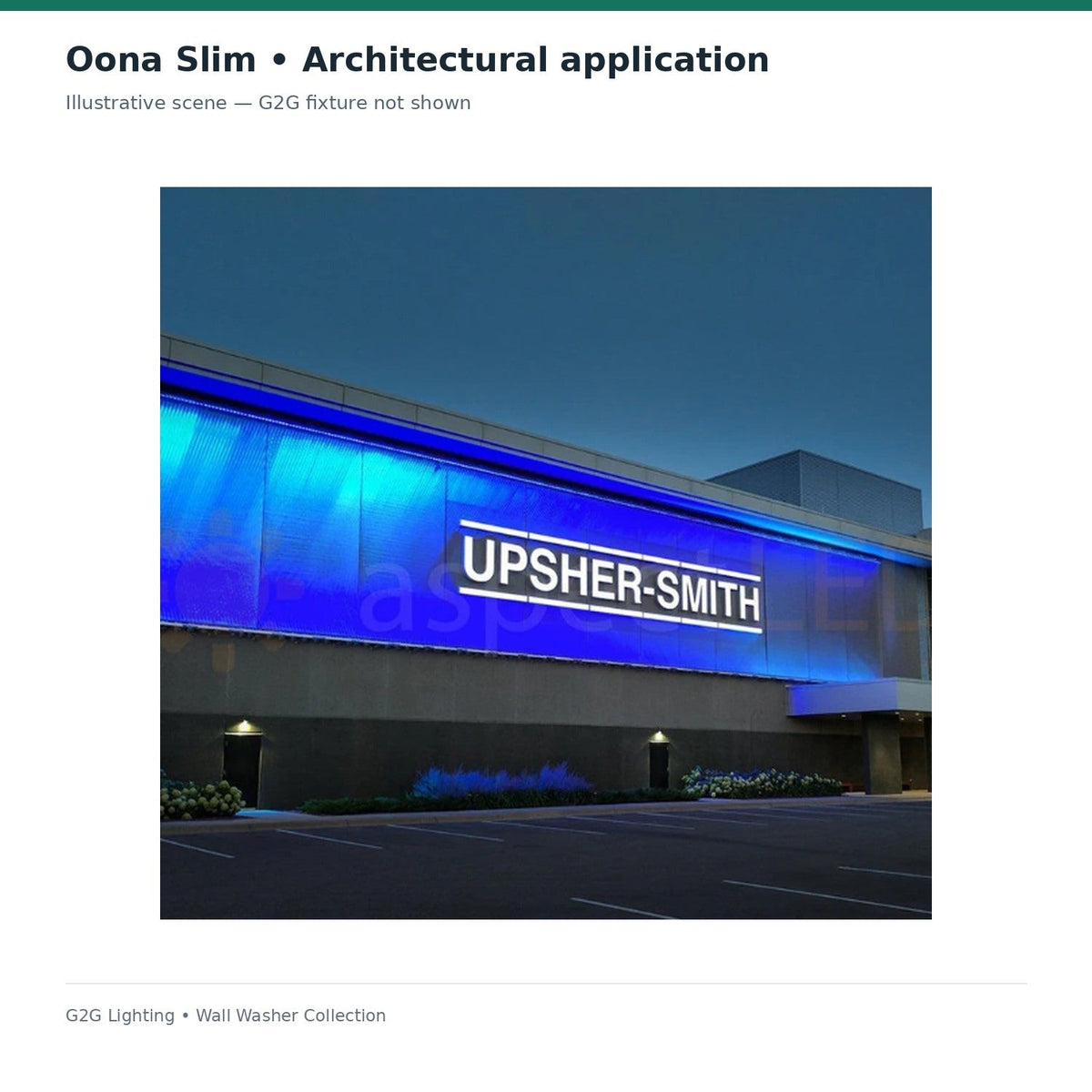 G2G Oona Slim 36W LED wall washer — manufacturer technical reference or illustrative architectural application