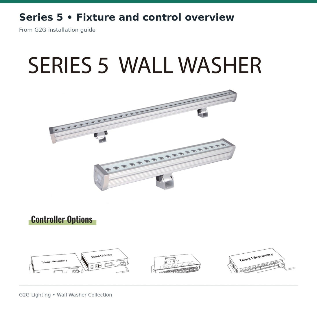 G2G Series 5 20W LED wall washer — manufacturer technical reference or illustrative architectural application