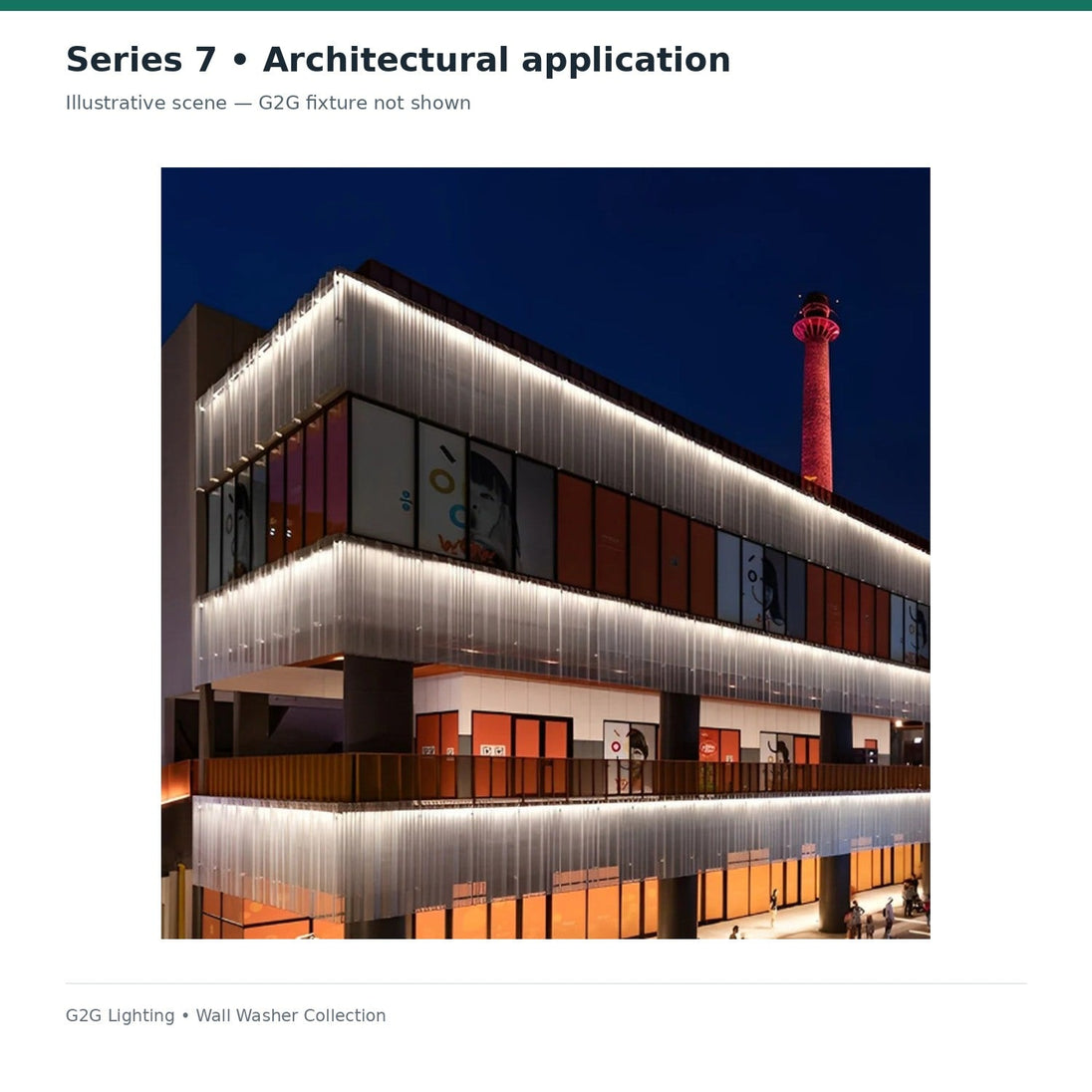 G2G Series 7 architectural LED wall washer, 40W — manufacturer product or installation reference image 06