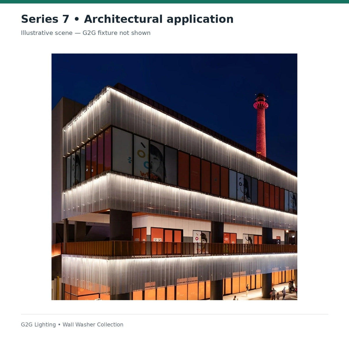 G2G Series 7 architectural LED wall washer, 40W — manufacturer product or installation reference image 06
