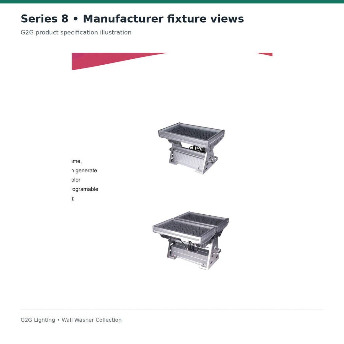 G2G Series 8 250W LED wall washer — manufacturer technical reference or illustrative architectural application