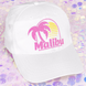Siser Glitter design applied to a white cap; application example