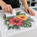 Illustrative application example: burnishing clear transfer mask over a printed heat-transfer graphic