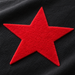 AI application illustration: raised red velour-style flock star on black fabric; representative texture and color.