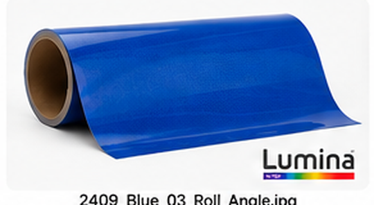 Illustrative angled roll of Blue reflective vinyl for FDC Lumina 2409; not an actual product photograph