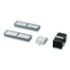 Set of air filter components on a white background