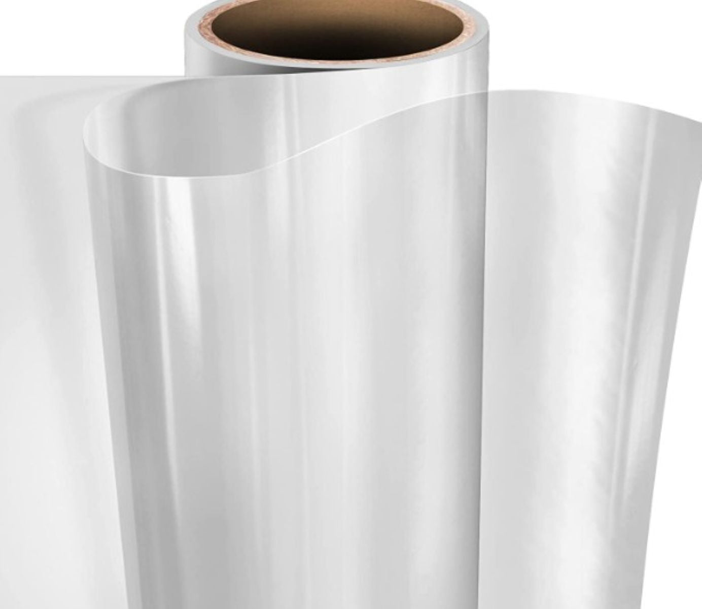 Roll of white vinyl on a white background