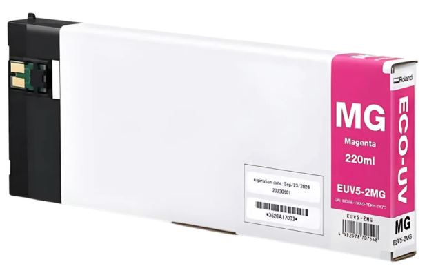 Magenta ink cartridge with 'Eco-UV' branding on a white background