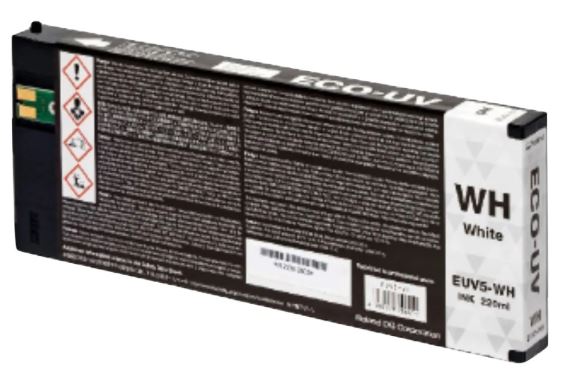 White ink cartridge packaging with 'ECO-UV' branding on a white background