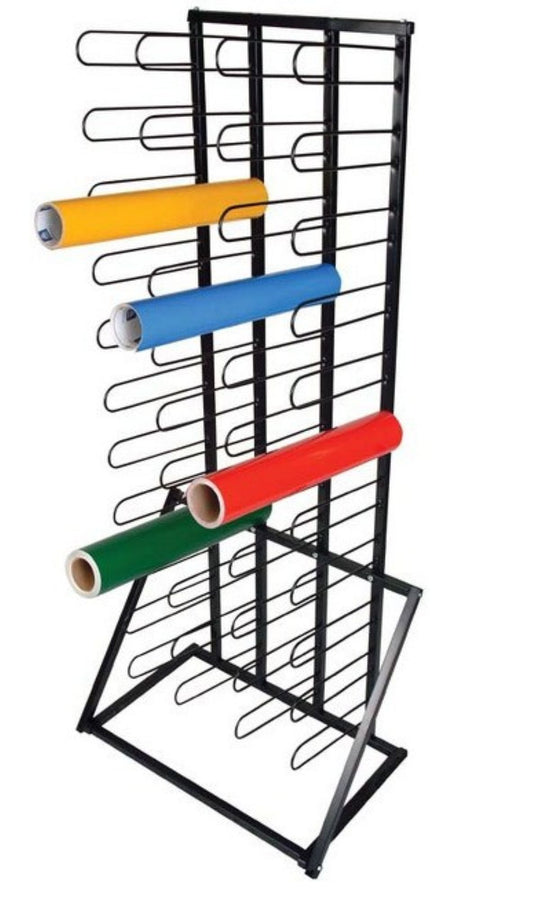Colorful pipes on a metal stand against a white background