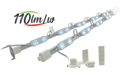 LED strip light with connectors on a white background