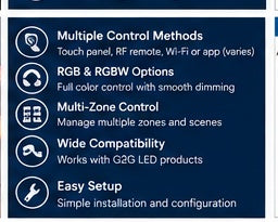 G2G Talent LED controller family features and control options