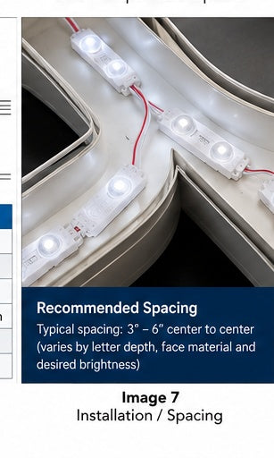 G2G United II LED module installation and spacing example — 12V 7100K kit