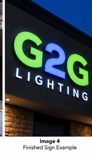G2G WOW II ECO LED modules in a finished illuminated sign application — White listing