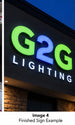 G2G WOW II ECO LED modules in a finished illuminated sign application — White listing