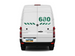 Back view of a white van with green and black graphics and '680' on a white background