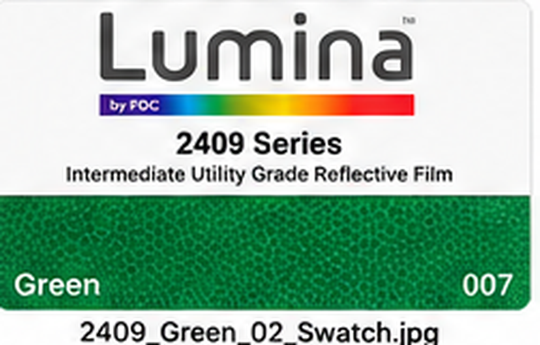 FDC Lumina 2409 Green reflective vinyl color swatch illustration; verify against manufacturer sample