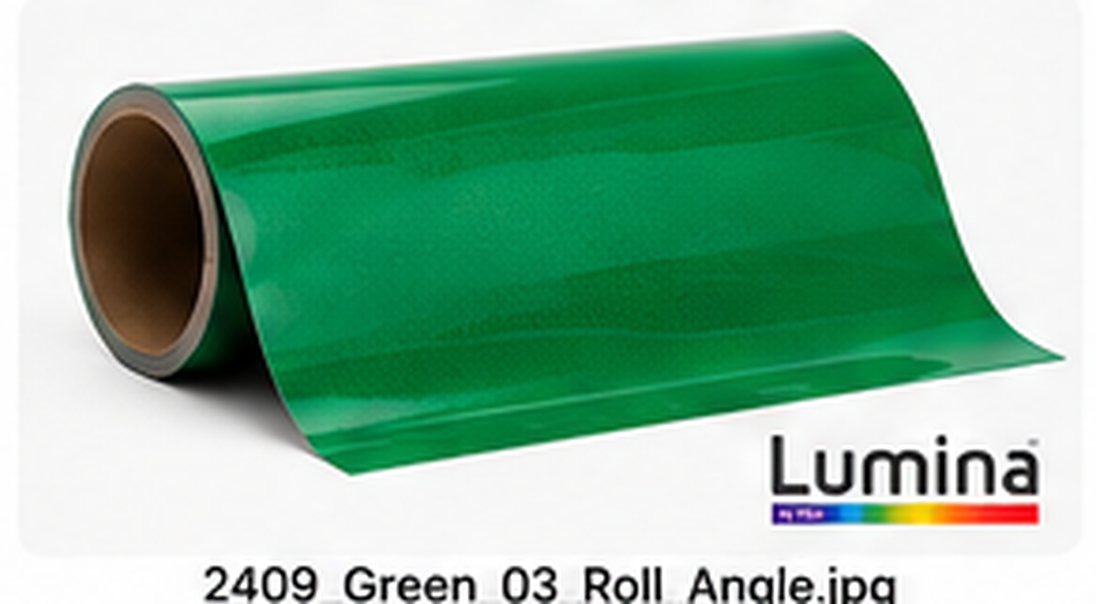 Illustrative angled roll of Green reflective vinyl for FDC Lumina 2409; not an actual product photograph