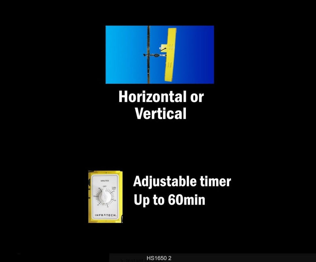 Instructions for setting a horizontal or vertical timer with an adjustable range up to 60 minutes on a black background.