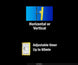 Instructions for setting a horizontal or vertical timer with an adjustable range up to 60 minutes on a black background.