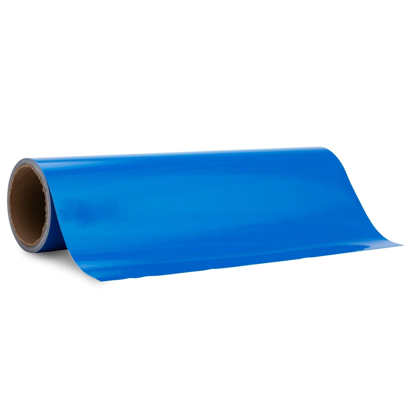 Roll of blue vinyl wrap on a white background