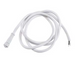 A white coiled power cable with a connector on one end and bare wire ends on the other, shown on a plain white background.