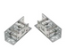 Two metal brackets with springs on a white background