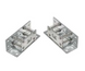 Two metal brackets with springs on a white background