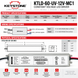 A technical specification sheet for the Keystone KTLD-60-UV-12V-MC1 constant voltage LED driver, featuring product specs, wiring specifications, physical dimensions, and feature icons on a white background.