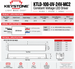 Technical datasheet for the Keystone KTLD-100-UV-24V-MC2 Constant Voltage LED Driver, featuring product specifications, wiring specifications, physical dimensions, and an MCFB table on a white background.