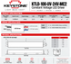 Technical datasheet for the Keystone KTLD-100-UV-24V-MC2 Constant Voltage LED Driver, featuring product specifications, wiring specifications, physical dimensions, and an MCFB table on a white background.