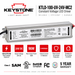 Keystone KTLT-100-UV-24V-MC2 Constant Voltage LED Driver power supply shown on a white background with product specs and feature icons below.