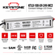 Keystone KTLT-100-UV-24V-MC2 Constant Voltage LED Driver power supply shown on a white background with product specs and feature icons below.