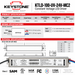 Technical datasheet for the Keystone KTLD-100-UV-24V-MC2 Constant Voltage LED Driver, featuring product specifications, wiring diagram, physical dimensions, and compliance badges.