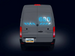 Back view of a van with digital display and 'Crafterney' branding on a dark background