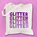 Purple glitter heat transfer vinyl application example on a canvas tote bag