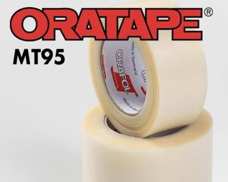 Two rolls of Oratape MT95 masking tape stacked on a light gray background, with the red and black Oratape logo and MT95 text displayed at the top.