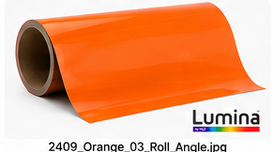 Illustrative angled roll of Orange reflective vinyl for FDC Lumina 2409; not an actual product photograph