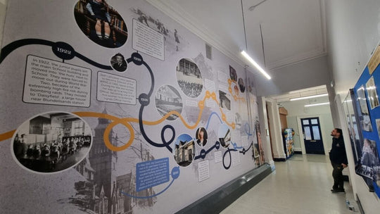 Large educational wall mural printed on Drytac ReTac Textures Linen