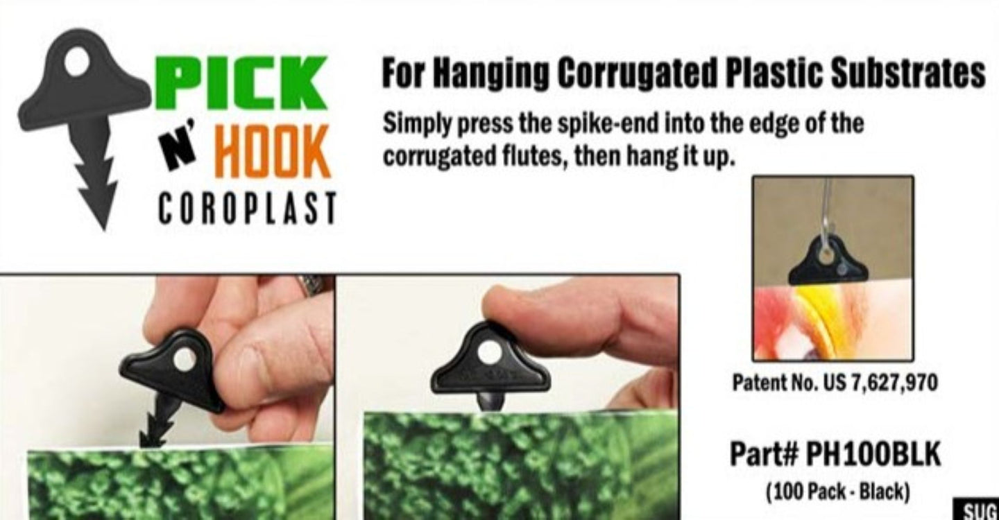 Pick N Hook Coroplast PH100BLK – Coroplast Hanging Hooks 